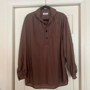 Vintage River Junction Trading Co Brown Half Button Shirt | Renaissance medieval